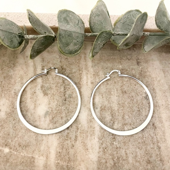 Jewelry - 925 Sterling Silver Hoop Earrings Large Silver Hoops Modern Earrings